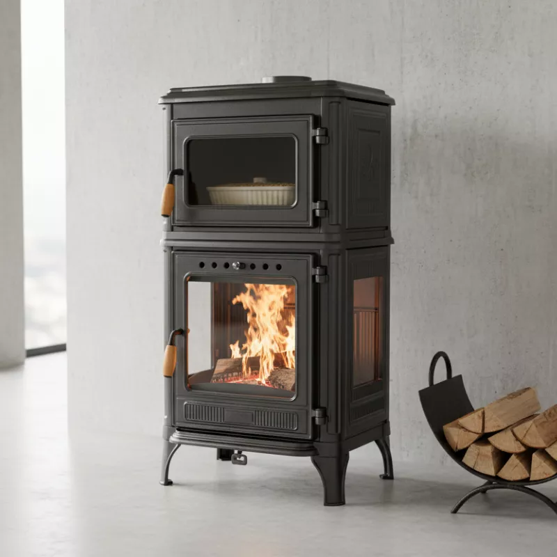 poele-a-bois-avec-four-fusio.webp Holzofen mit Fusio-Ofen – 7 kW – Bild 1